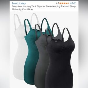 Lataly Seamless Nursing Tank Tops - Black, White, Green